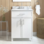 Style Selections Dolton 24-in True White Undermount Single Sink Bathroom Vanity with White Engineered Stone Top (Fully Assembled)