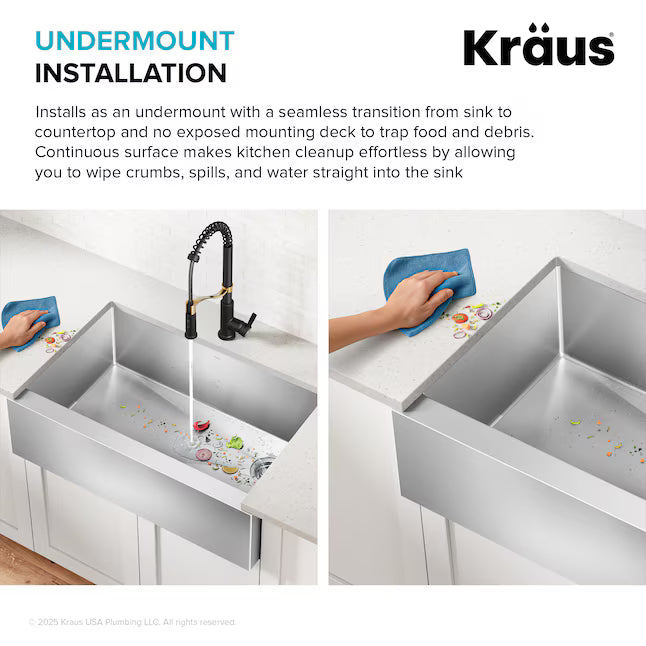 Kraus Standart PRO Farmhouse apron front 33-in x 21-in Stainless steel Single bowl 16 -Gauge Kitchen Sink,  KHF410-33, FINAL PRICE: $349.99 + TAX