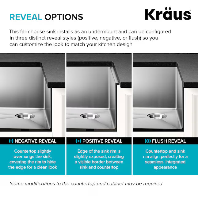 Kraus Standart PRO Farmhouse apron front 33-in x 21-in Stainless steel Single bowl 16 -Gauge Kitchen Sink,  KHF410-33, FINAL PRICE: $349.99 + TAX