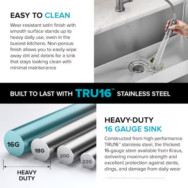 Kraus Standart PRO Farmhouse apron front 33-in x 21-in Stainless steel Single bowl 16 -Gauge Kitchen Sink,  KHF410-33, FINAL PRICE: $349.99 + TAX