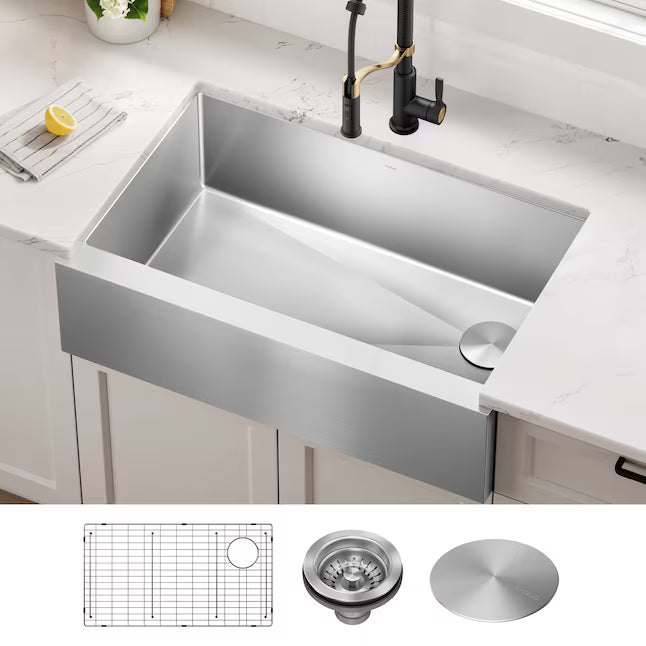 Kraus Standart PRO Farmhouse apron front 33-in x 21-in Stainless steel Single bowl 16 -Gauge Kitchen Sink,  KHF410-33, FINAL PRICE: $349.99 + TAX