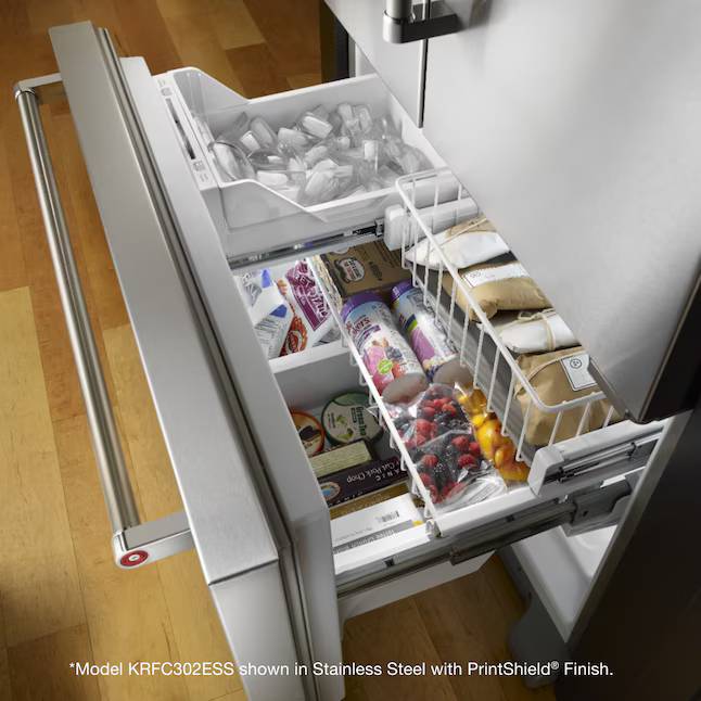 KitchenAid Counter-Depth 21.9-cu ft 3-Door 36-in French Door Refrigerator with Ice Maker with Water Dispenser (Panel Ready), KRFC302EPA *HD2510, Retail: $3,554.00, FINAL PRICE: $2,199.99 + TAX