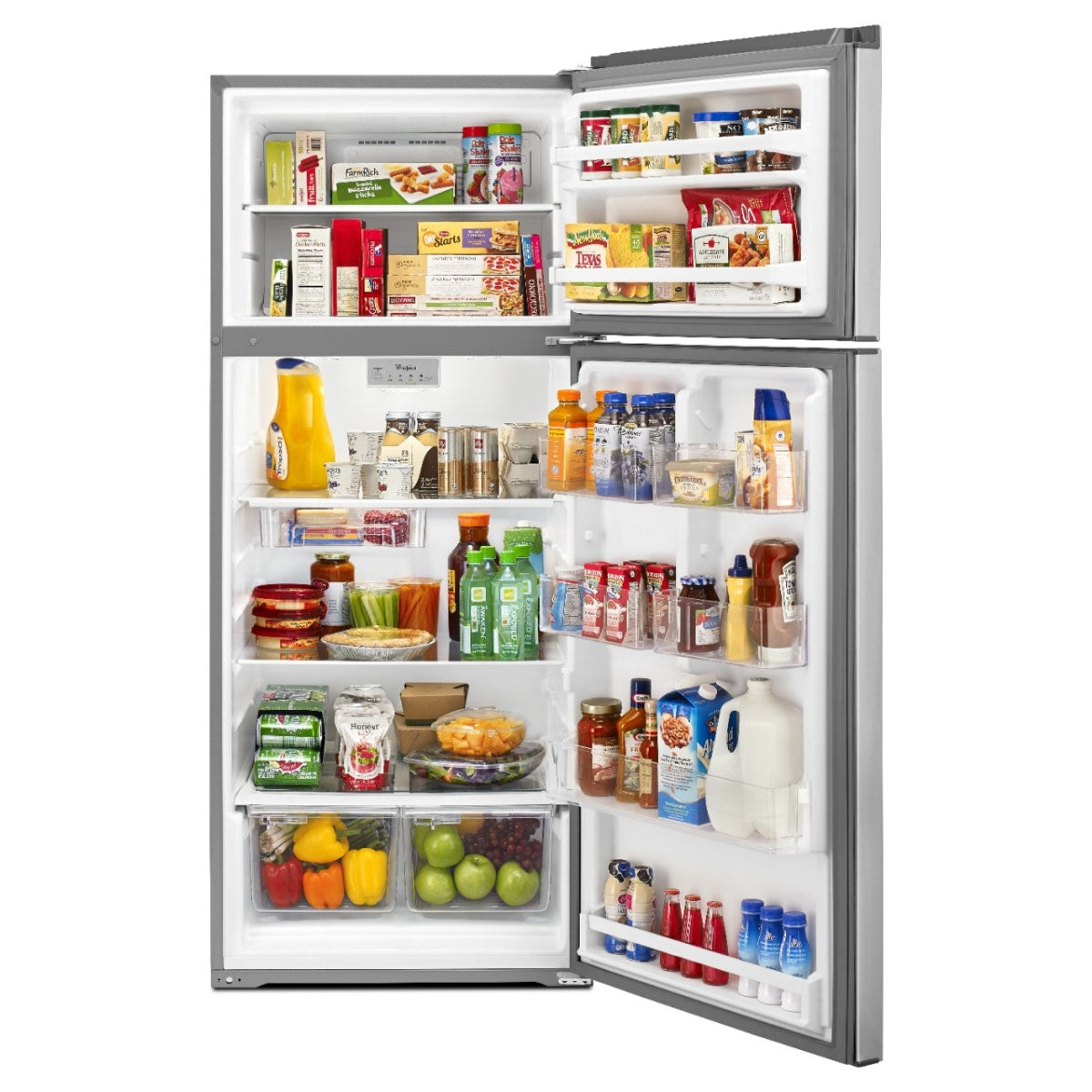 Whirlpool Flexible Storage Bin 17.6-cu ft Standard-Depth 28-in Wide Top-Freezer Refrigerator ( Monochromatic