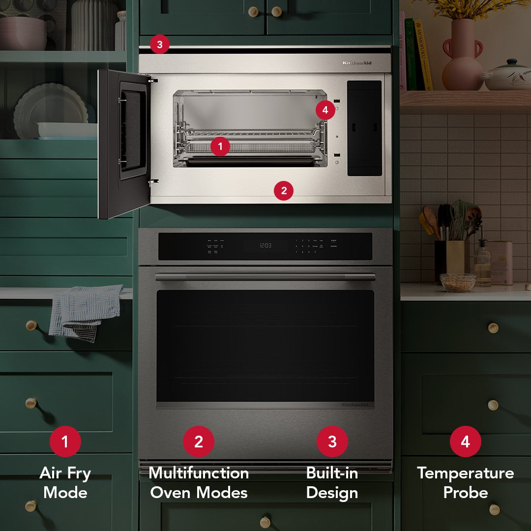 KitchenAid 1.1-cu ft 950 -Watt 29.87-in Air Fry Built-In Microwave (PrintShield Stainless)