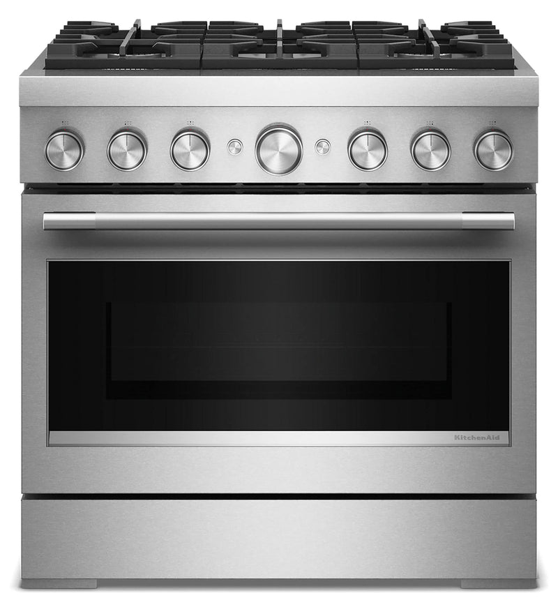 KitchenAid 36-in Standard 6 burners Air Fry Convection Oven Slide-In Dual Fuel Range ( Stainless Steel )