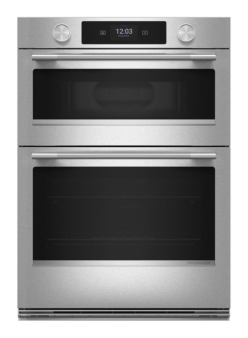 KitchenAid 27 inch Self + Steam Cleaning Air Fry Smart Compatible Microwave Wall Oven Combo ( PrintShield Stainless )