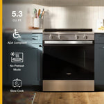 Whirlpool 30-in Glass Top 4 burners 5.3-cu ft Slide-In Electric Range ( Stainless Steel )