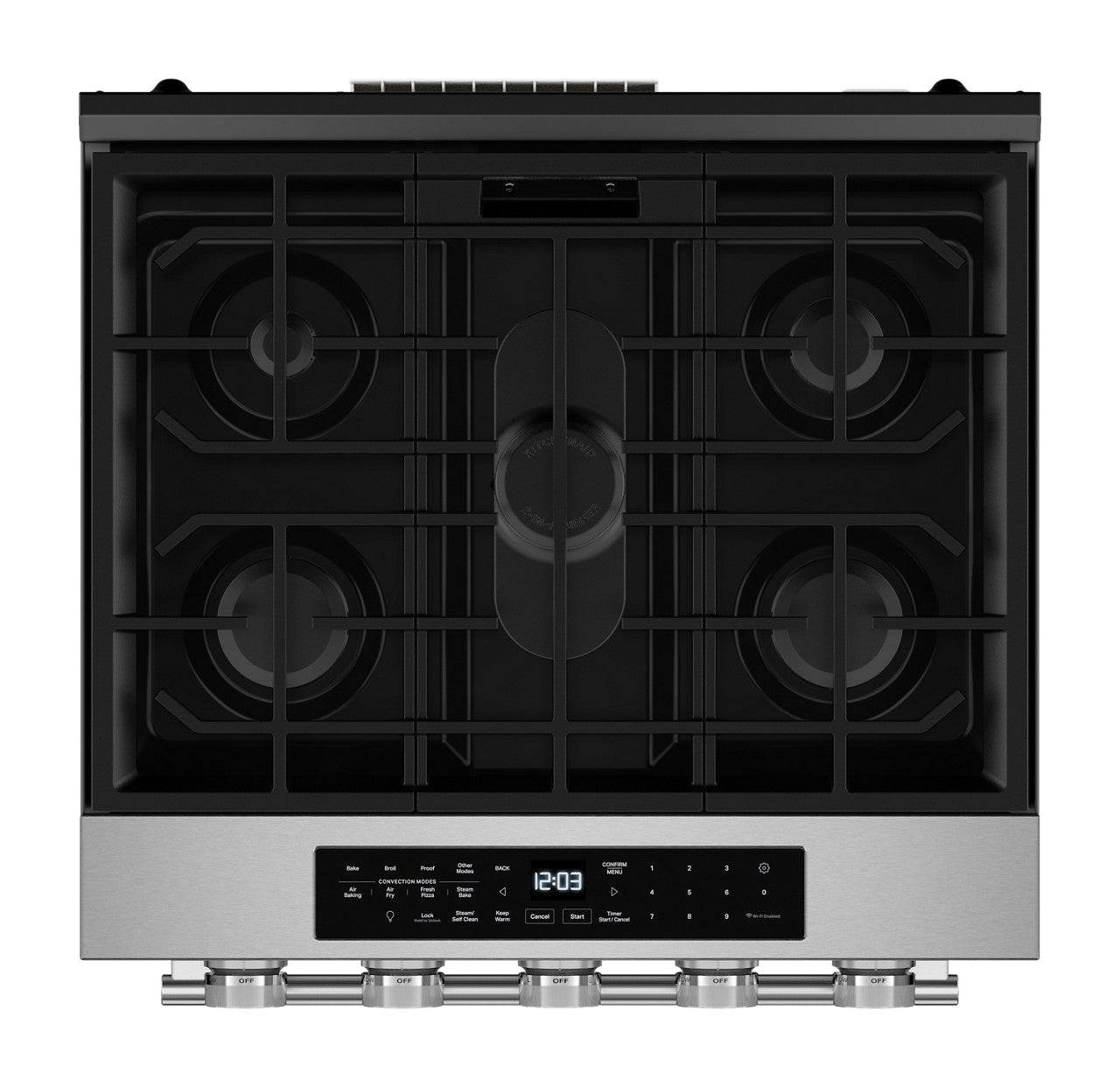 KitchenAid 30-in 5 burners 5-cu ft Air Fry Convection Oven Slide-In Natural Gas Range ( Fingerprint Resistant Stainless Steel )