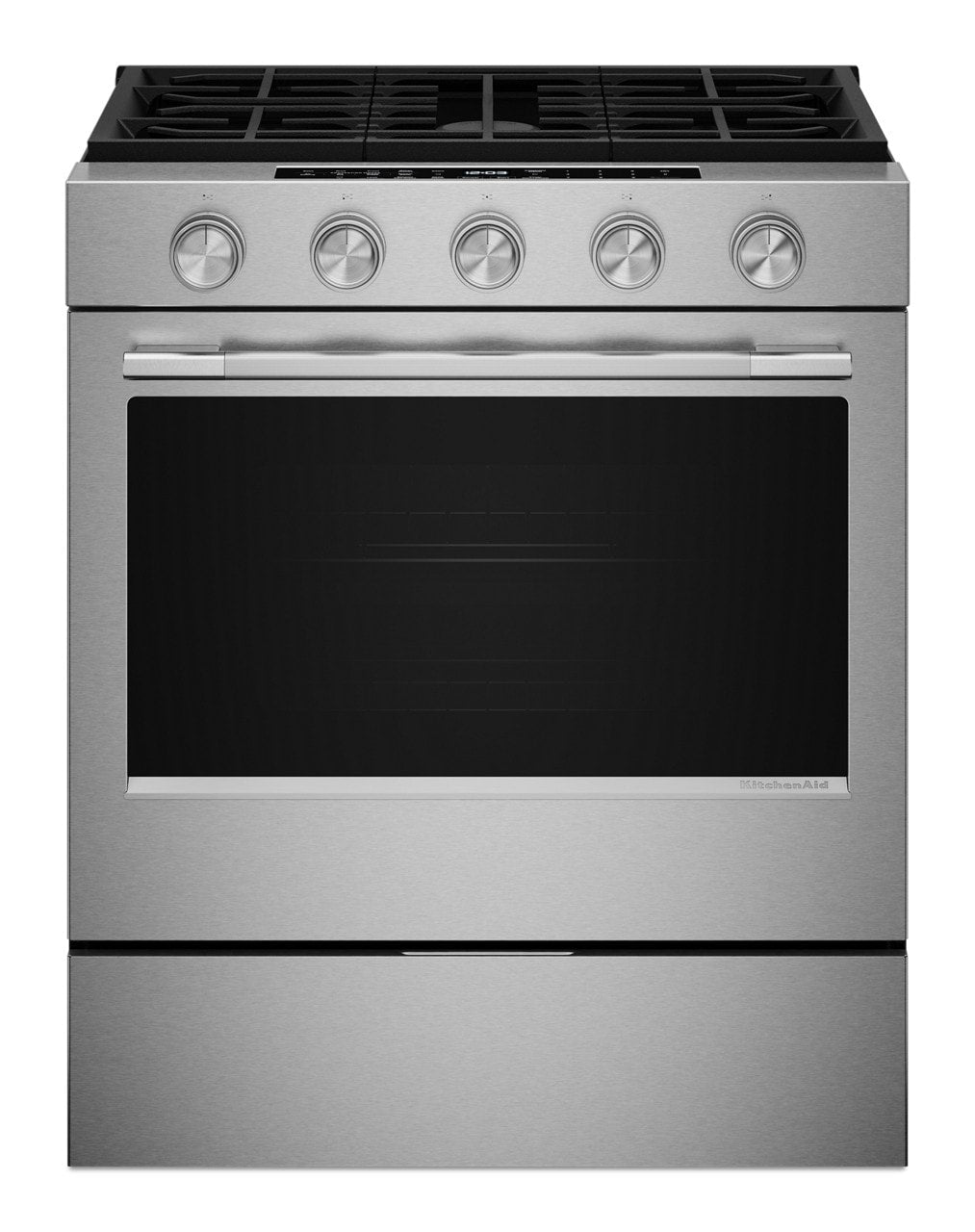 KitchenAid 30-in 5 burners 5-cu ft Air Fry Convection Oven Slide-In Natural Gas Range ( Fingerprint Resistant Stainless Steel )