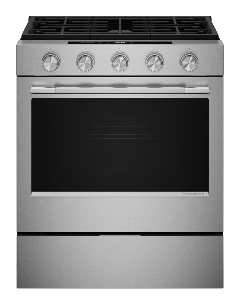 KitchenAid 30-in 5 burners 5-cu ft Air Fry Convection Oven Slide-In Natural Gas Range ( Fingerprint Resistant Stainless Steel )