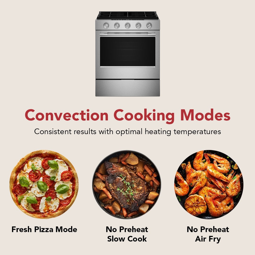 KitchenAid 30-in 5 burners 5-cu ft Air Fry Convection Oven Slide-In Natural Gas Range ( Fingerprint Resistant Stainless Steel )