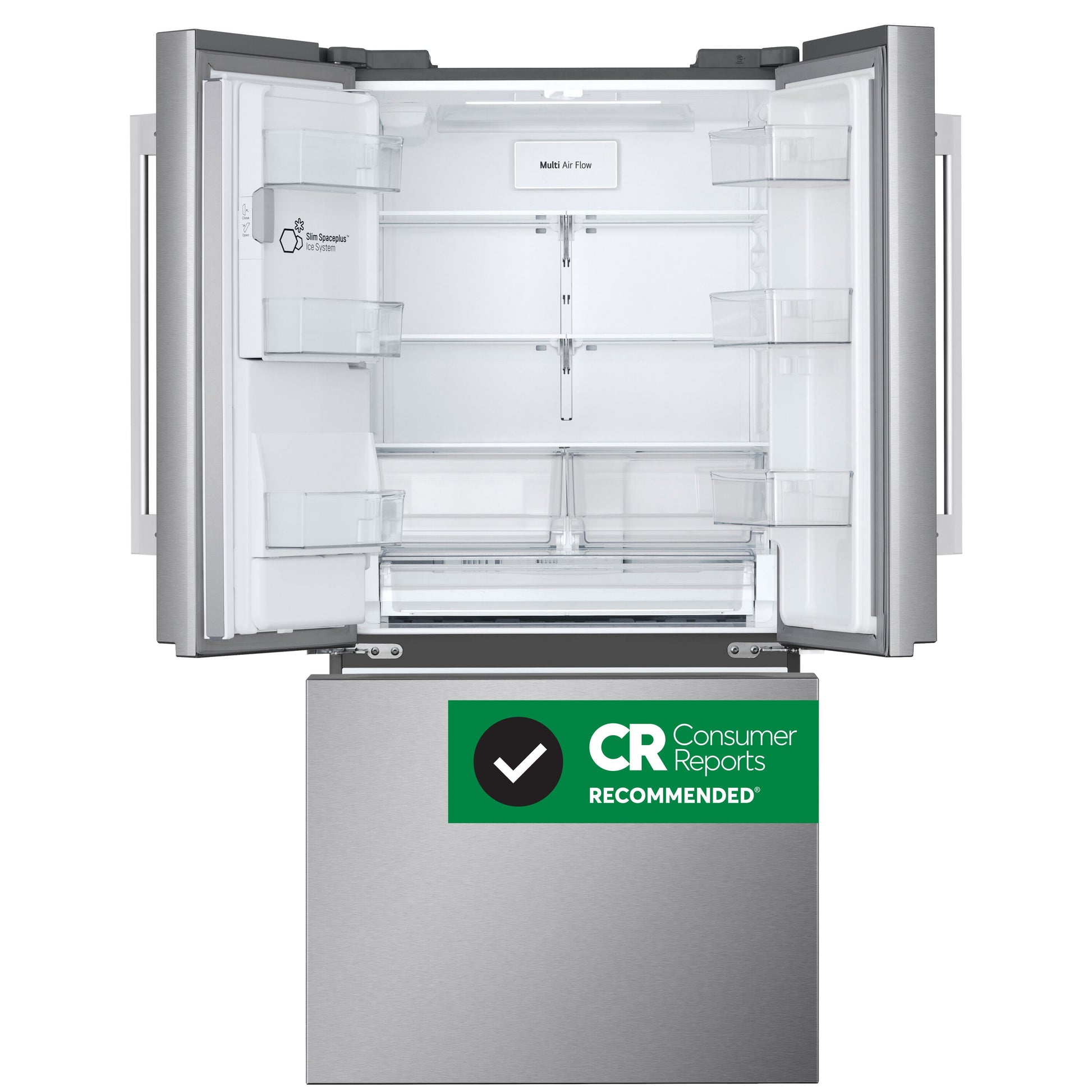 LG Standard-Depth 24.5-cu ft 3 -Door 33-in Wide Smart Compatible French Door Refrigerator with Dual Ice Maker with Water and Ice Dispenser ( PrintProof Stainless Steel ) ENERGY STAR Certified