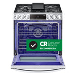 LG 30-in Standard 5 burners Air Fry Convection Oven Slide-In Dual Fuel Range ( PrintProof Stainless Steel )