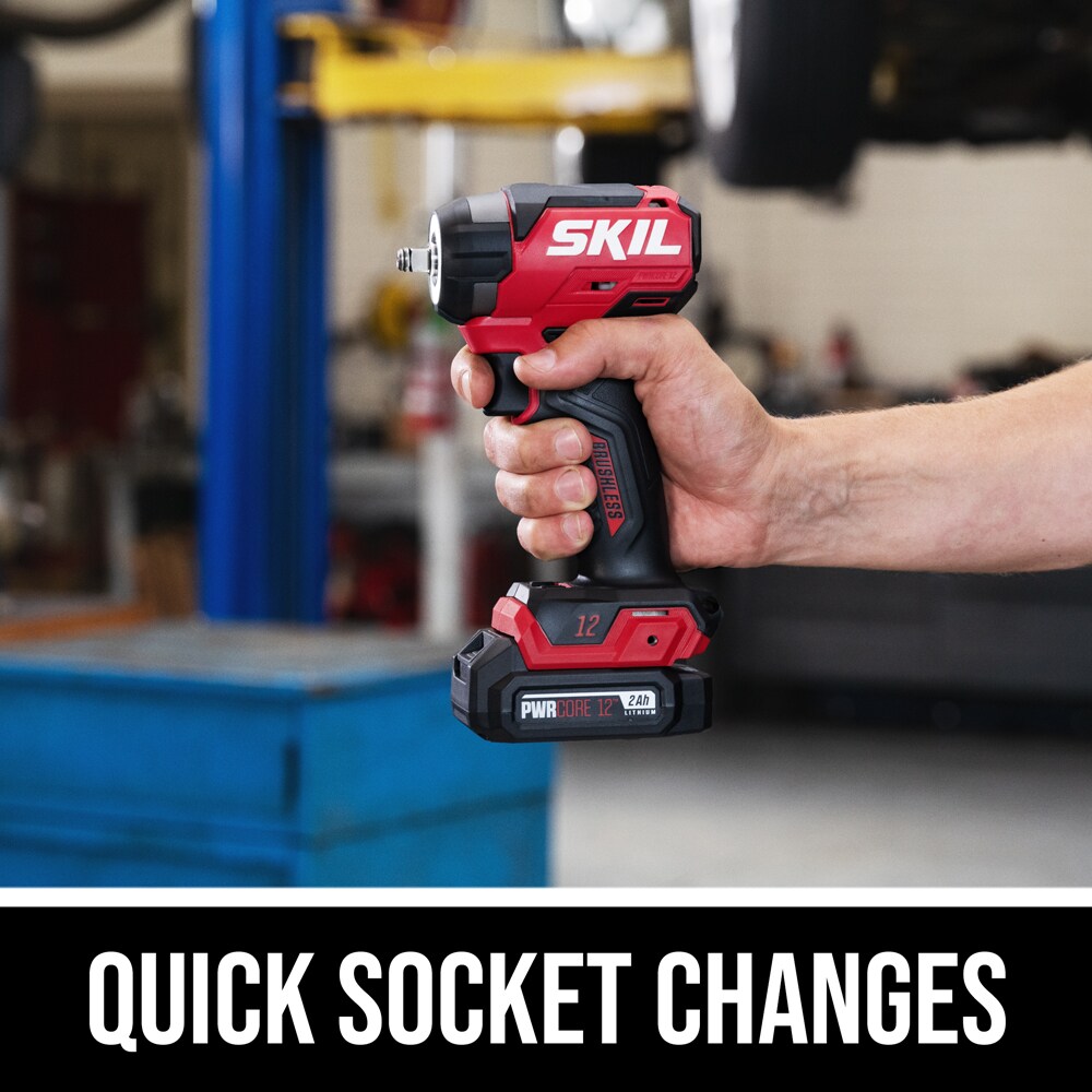 SKIL PWR CORE 12 12-volt Variable Speed Brushless 3/8-in Drive Cordless Impact Wrench (Battery Not Included and Charger Not Included)