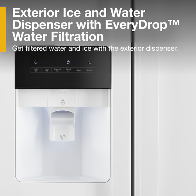 Whirlpool 24.6-cu ft Standard-Depth 36-in Side-by-Side Refrigerator with Ice Maker + Water and Ice Dispenser (White), WRS315SDHW *JR2512, Retail: $1,643.00, FINAL PRICE: $799.99 + TAX