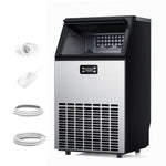 SIMZLIFE 100lbs/24H Commercial Full Size Cubes Ice Maker Machine with 33 lbs Storage and Efficient Compressor in Silver