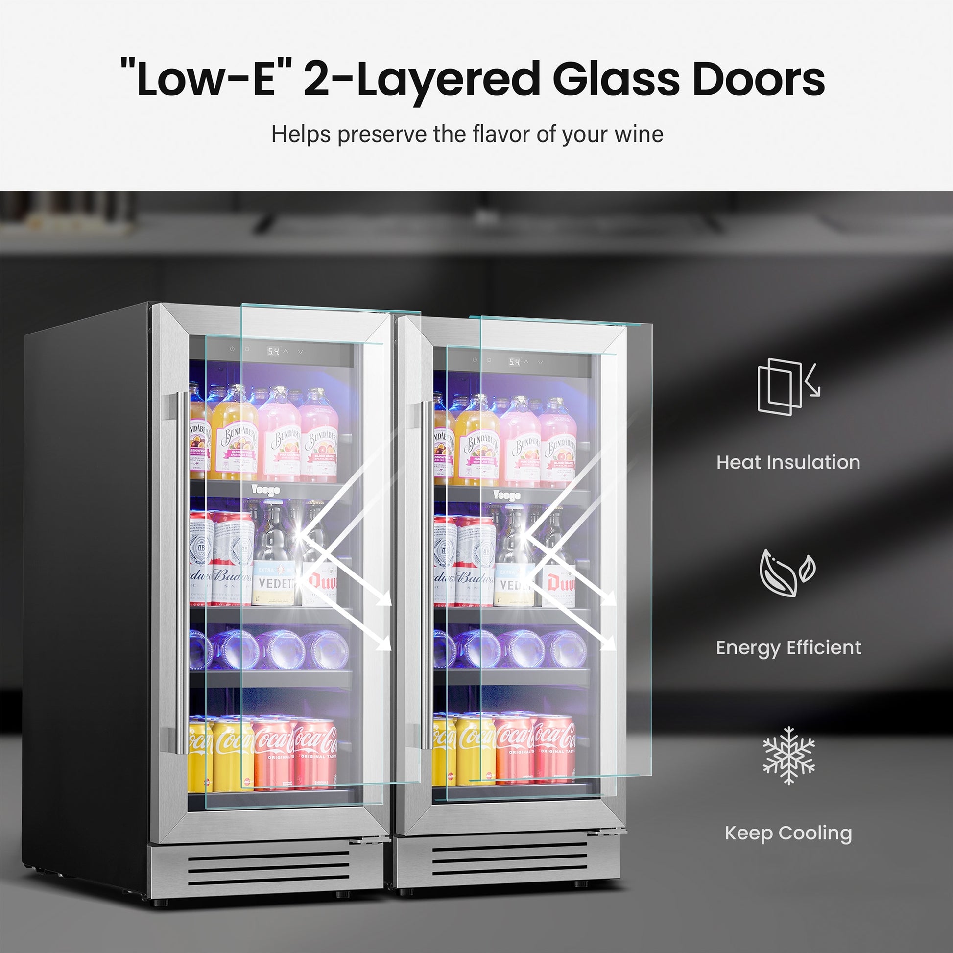 Yeego 30-in W 160 -Can Capacity Stainless Steel Built-in/Freestanding Indoor Beverage Refrigerator with Glass Door, YG-BS15-23, FINAL PRICE: $449.99