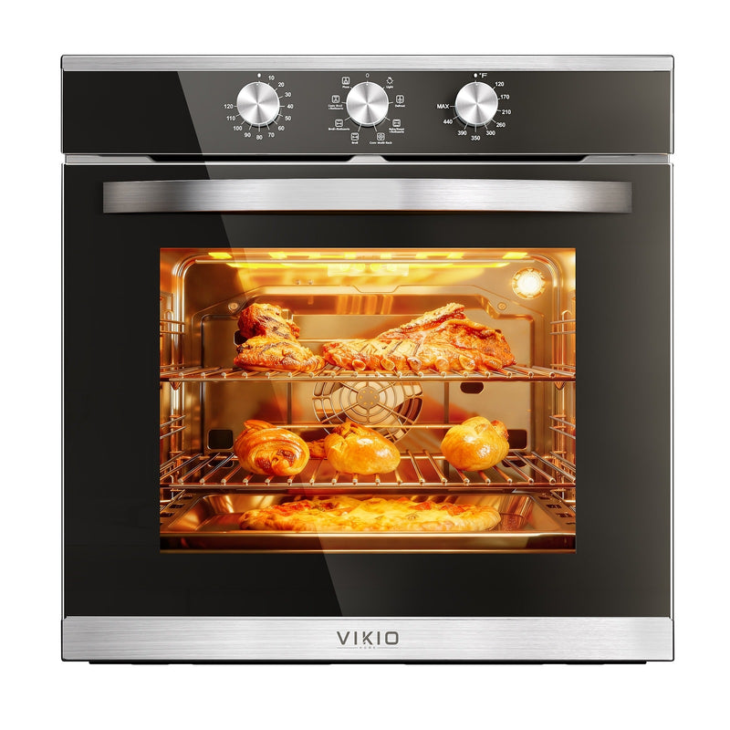 VIKIO 24 inch Single Electric Wall Oven Convection and ( Knob+Black Stainless steel ),  EB-80ERC-8BC8511, FINAL PRICE: $459.99 + TAX