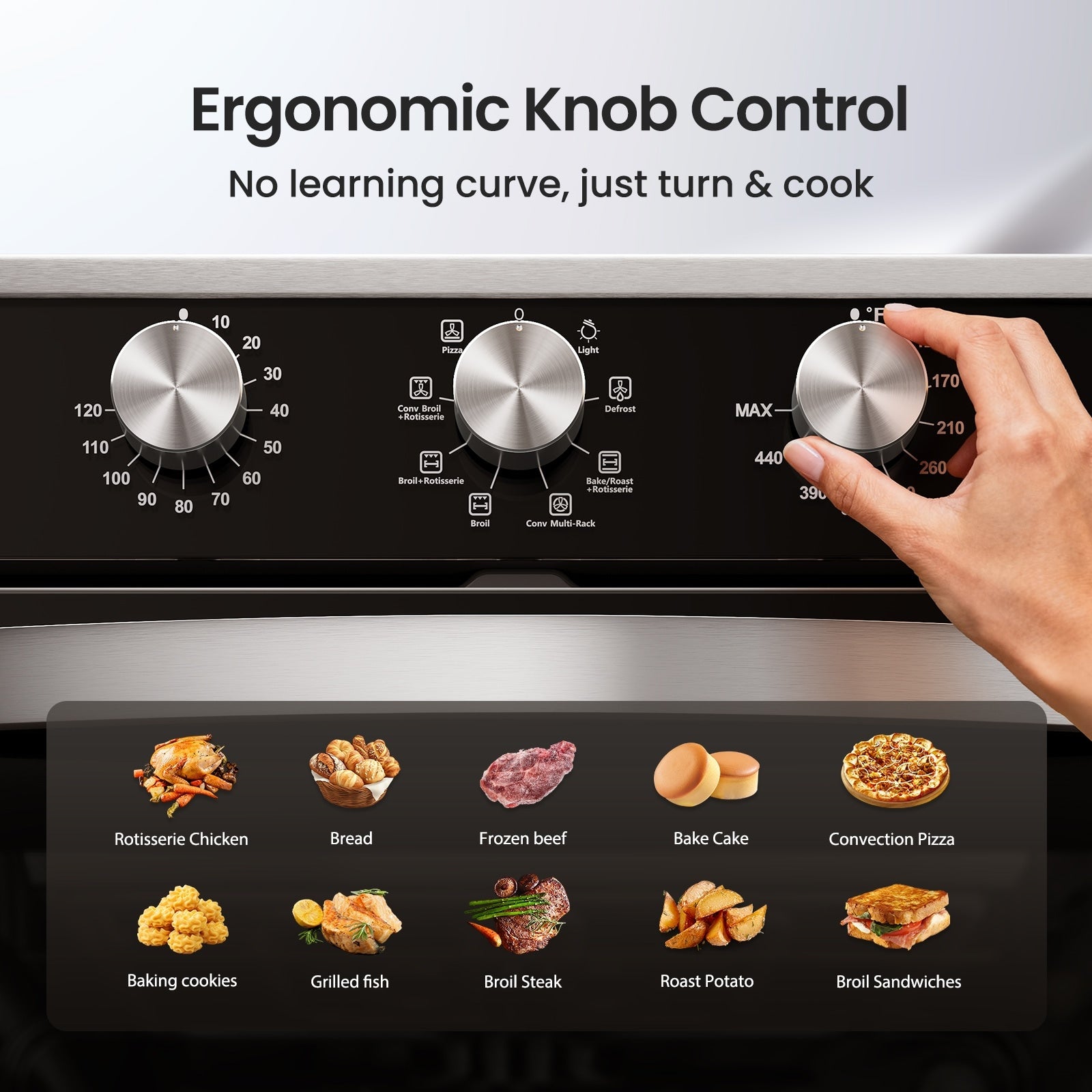 VIKIO 24 inch Single Electric Wall Oven Convection and ( Knob+Black Stainless steel ),  EB-80ERC-8BC8511, FINAL PRICE: $459.99 + TAX