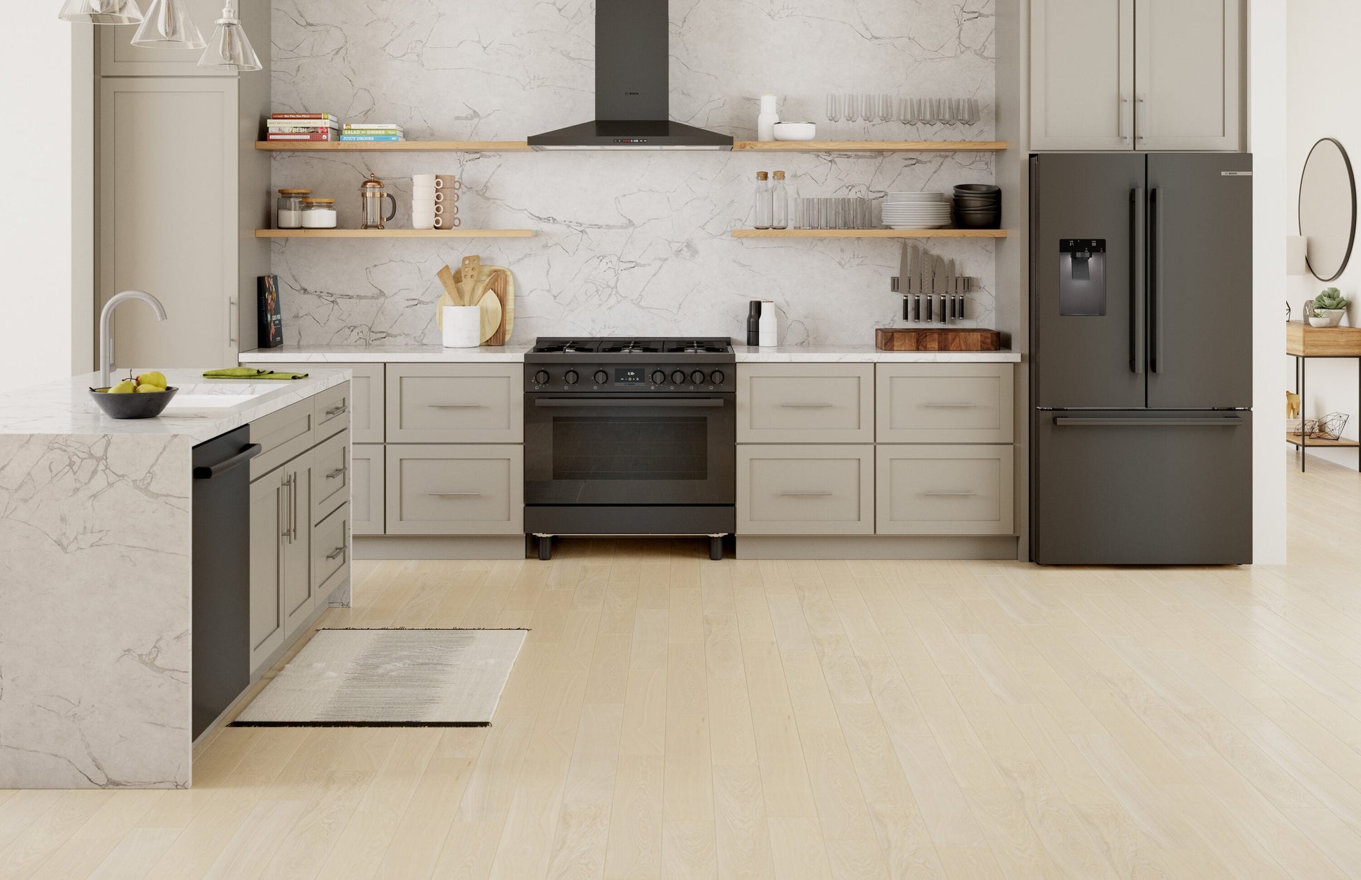 Bosch Standard-Depth 500 Series 26-cu ft 36-in Wide with Ice Maker ( Black Stainless Steel )
