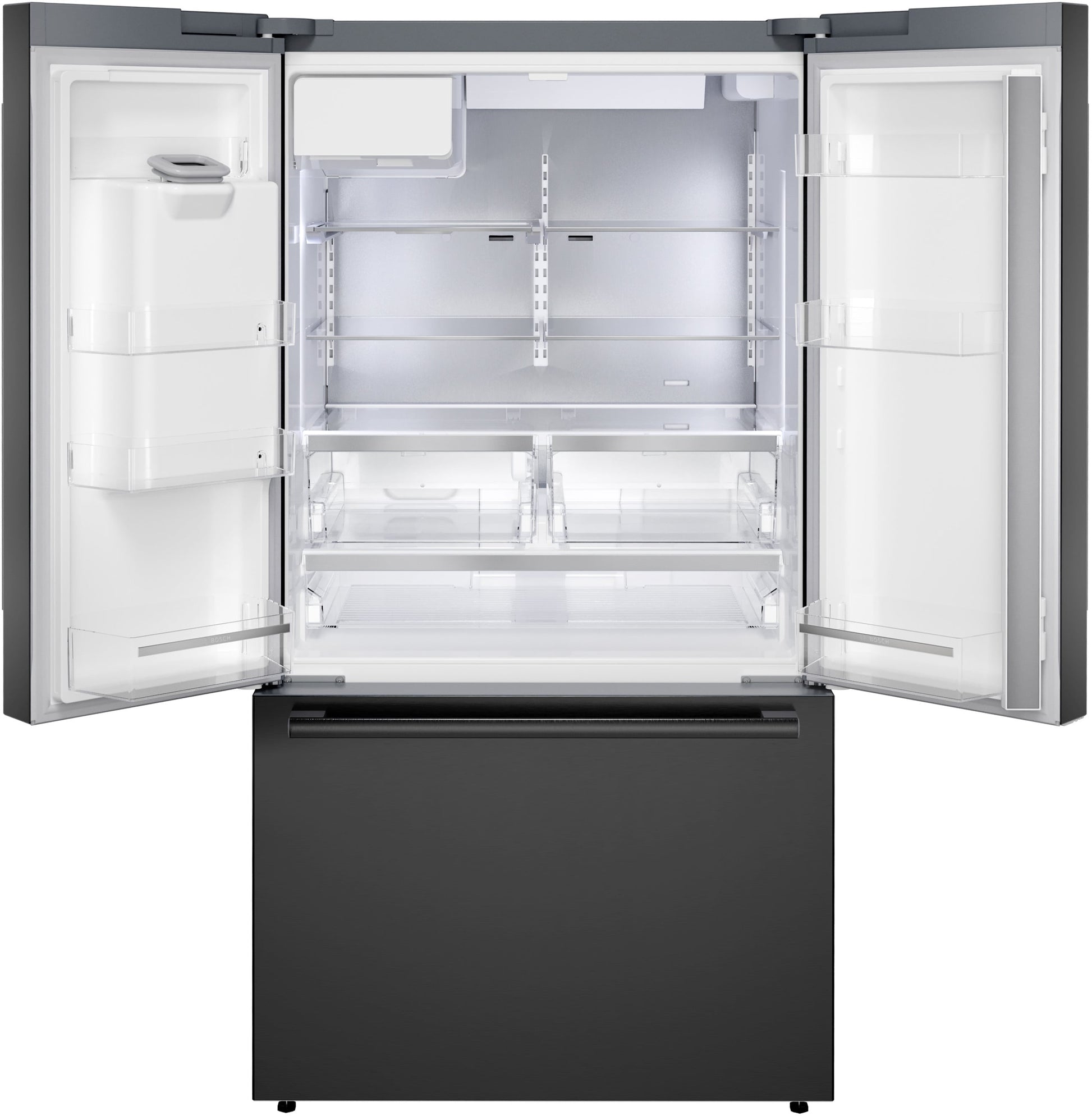Bosch Standard-Depth 500 Series 26-cu ft 36-in Wide with Ice Maker ( Black Stainless Steel )
