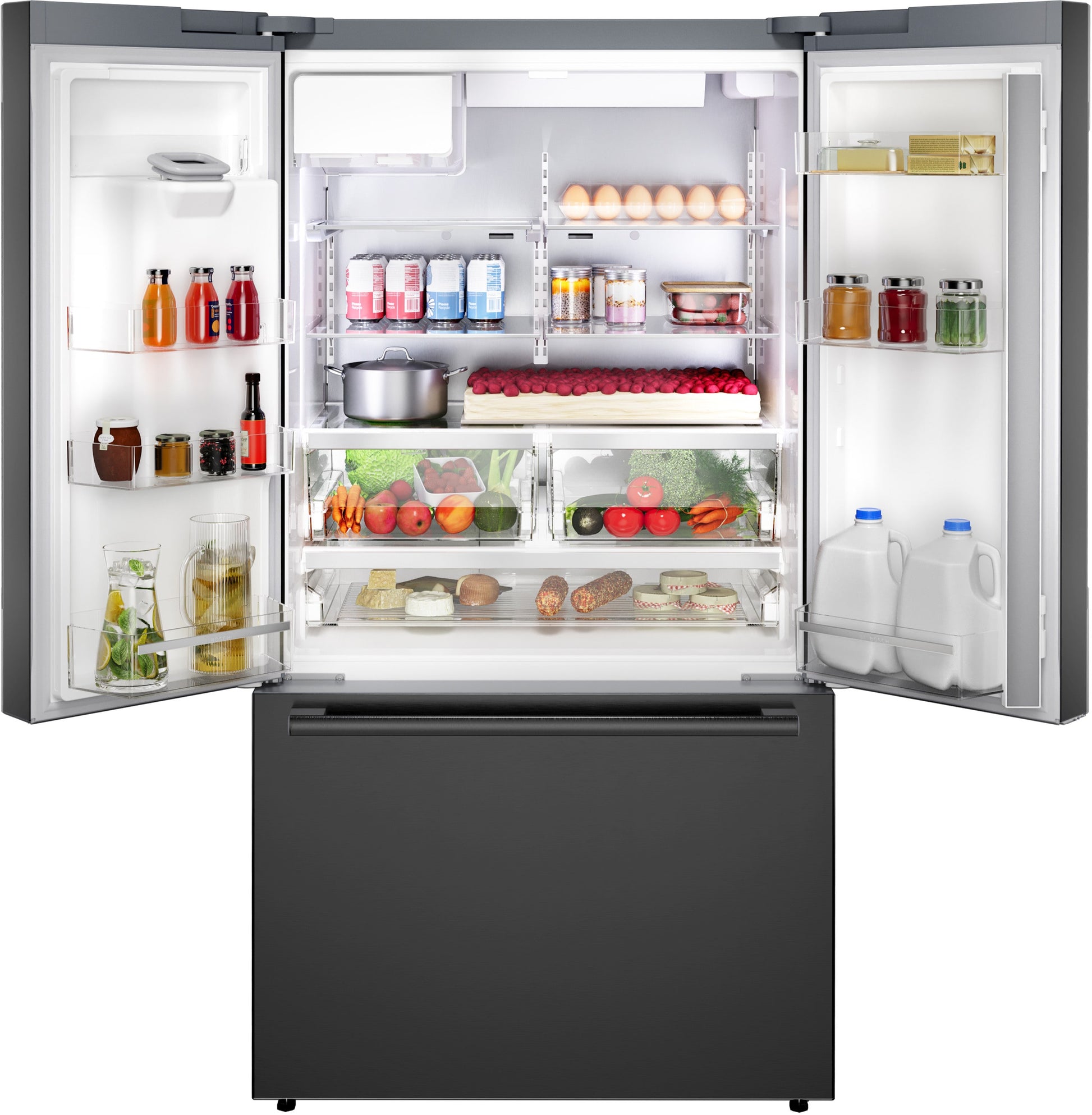 Bosch Standard-Depth 500 Series 26-cu ft 36-in Wide with Ice Maker ( Black Stainless Steel )