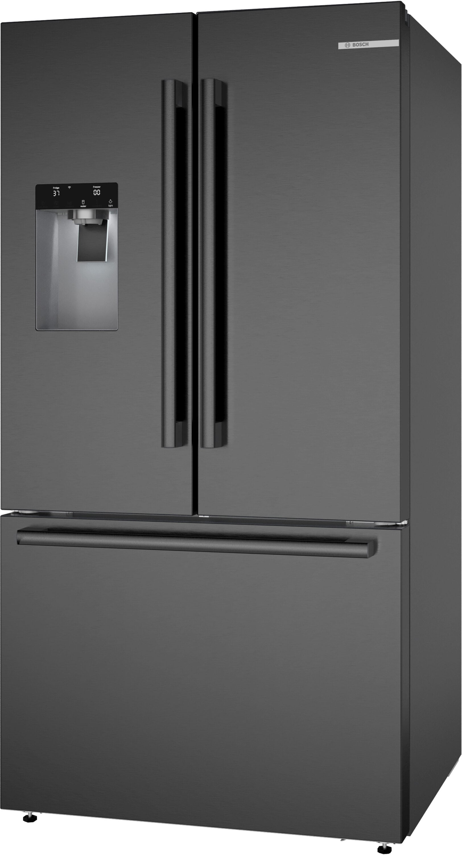 Bosch Standard-Depth 500 Series 26-cu ft 36-in Wide with Ice Maker ( Black Stainless Steel )