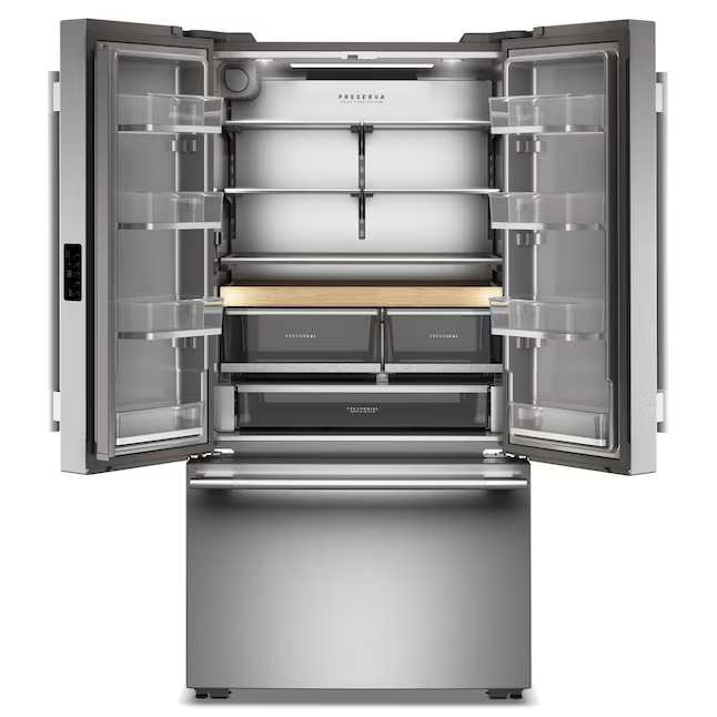KitchenAid Counter-Depth 24.3-cu ft 3 -Door 36-in Wide French Door Refrigerator with Ice Maker with Water Dispenser ( PrintShield Stainless ) ENERGY STAR Certified