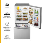 Whirlpool 22.07-cu ft Standard-Depth 33.0-in Wide Bottom-Freezer Refrigerator with Ice Maker ( Stainless Steel ) ENERGY STAR Certified