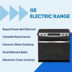 GE 30-in Glass Top 4 burners 4.4-cu ft Drop-In Electric Range ( Black ), JD630ST3SS, FINAL PRICE: $1,299.99