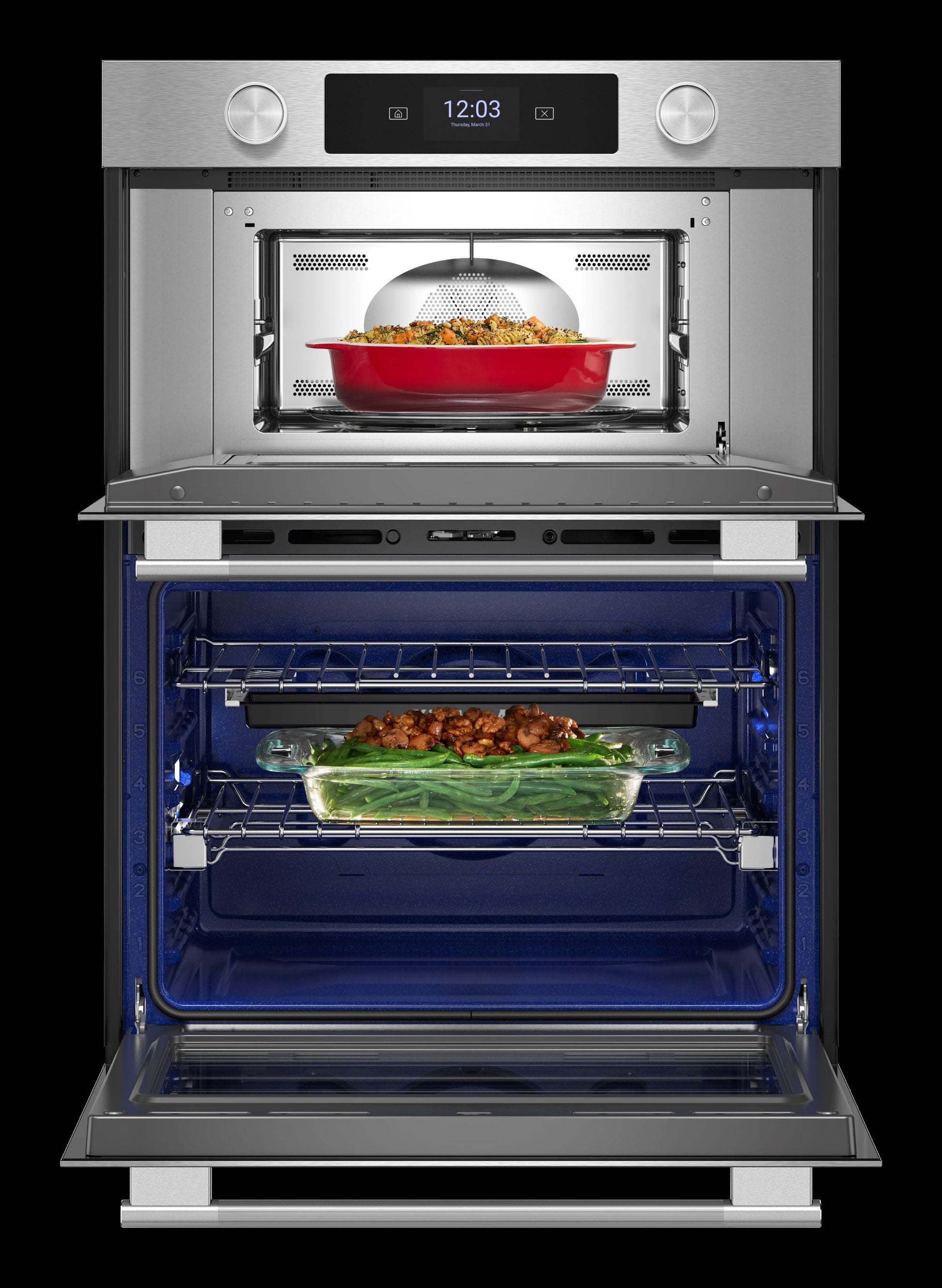KitchenAid 27 inch Self + Steam Cleaning Air Fry Smart Compatible Microwave Wall Oven Combo ( PrintShield Stainless )