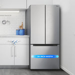 Midea Standard-Depth 18.4-cu ft 3 -Door 30-in Wide with Optional (sold separately) Ice Maker ( Stainless