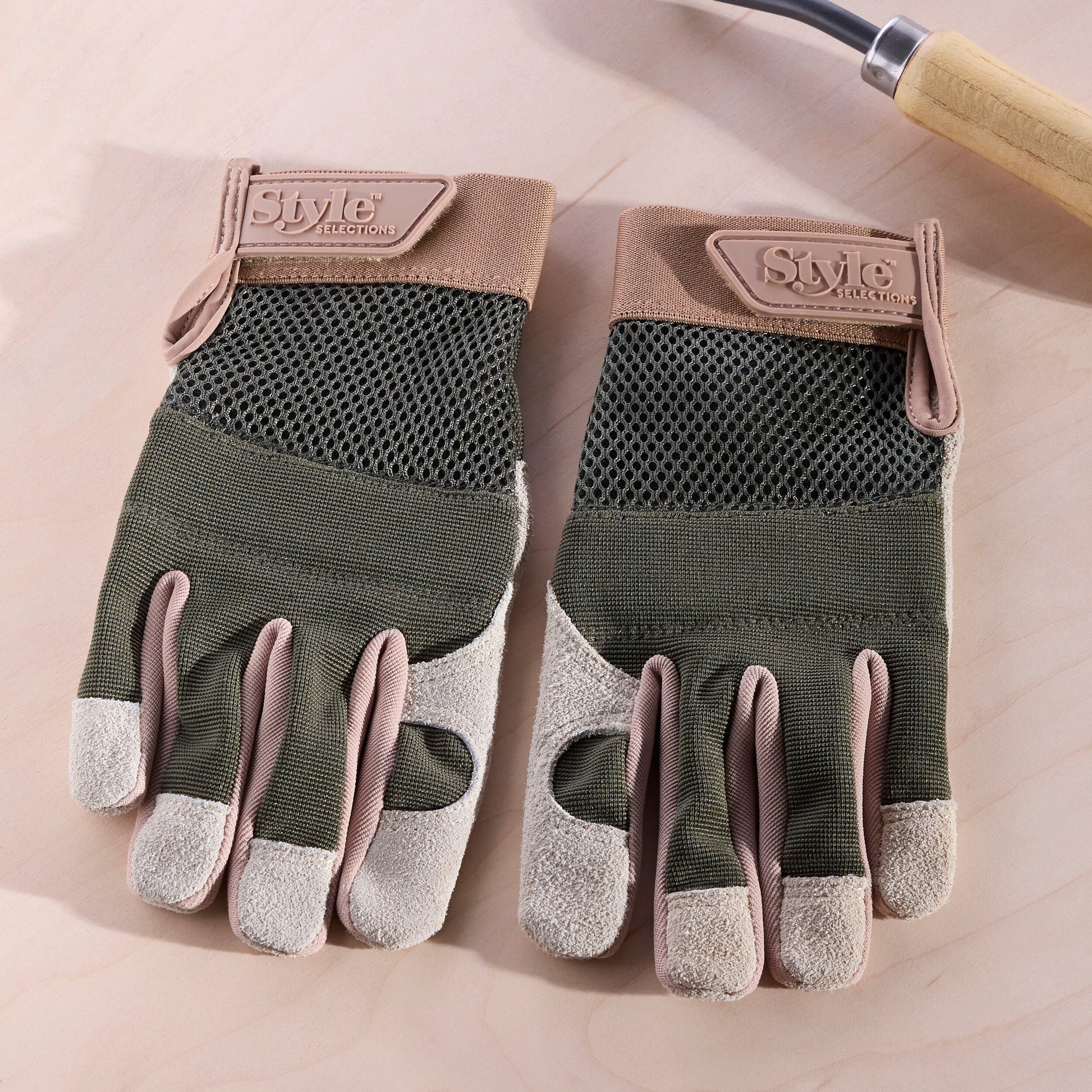 Style Selections Medium Green Leather/Polyester Gardening Gloves 1 -Pairs
