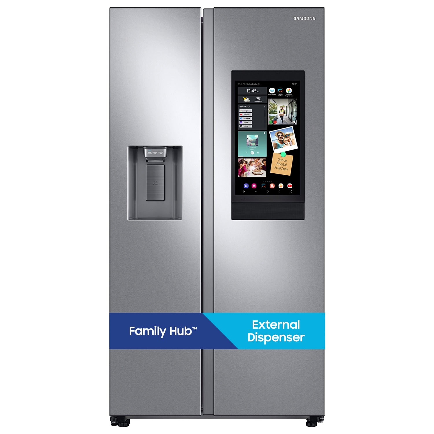 Samsung Bespoke AI Bespoke AI Family Hub 21.5-cu ft Counter-Depth 36-in Wide Side-by-Side Refrigerator Smart Compatible with Ice Maker ,Water and Ice Dispenser