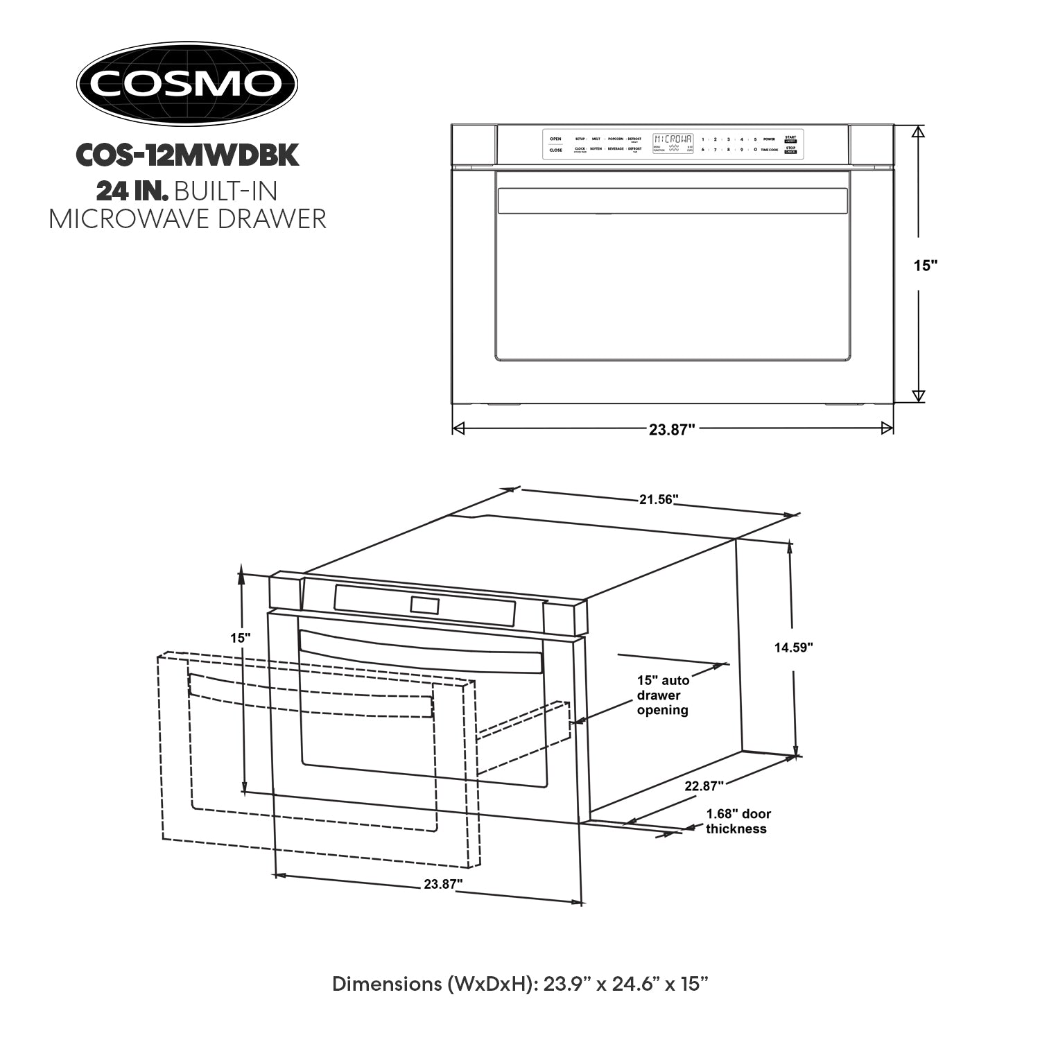 Cosmo 23.62-in 1.2-cu ft 1000 -Watt Microwave Drawer ( Black )