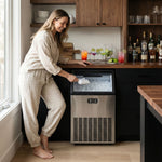 SIMZLIFE 100lbs/24H Commercial Full Size Cubes Ice Maker Machine with 33 lbs Storage and Efficient Compressor in Silver