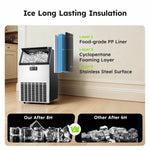 SIMZLIFE 100lbs/24H Commercial Full Size Cubes Ice Maker Machine with 33 lbs Storage and Efficient Compressor in Silver