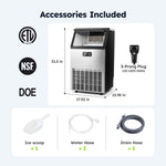 SIMZLIFE 100lbs/24H Commercial Full Size Cubes Ice Maker Machine with 33 lbs Storage and Efficient Compressor in Silver