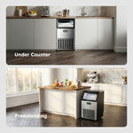 SIMZLIFE 100lbs/24H Commercial Full Size Cubes Ice Maker Machine with 33 lbs Storage and Efficient Compressor in Silver