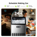 SIMZLIFE 100lbs/24H Commercial Full Size Cubes Ice Maker Machine with 33 lbs Storage and Efficient Compressor in Silver