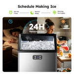 SIMZLIFE 200lbs/24H Commercial Ice Maker Machine with 65 lbs Storage and Smart LCD Panel in Silver Stainless Steel