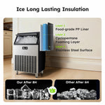 SIMZLIFE 200lbs/24H Commercial Ice Maker Machine with 65 lbs Storage and Smart LCD Panel in Silver Stainless Steel