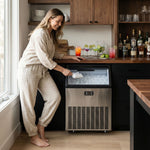 SIMZLIFE 200lbs/24H Commercial Ice Maker Machine with 65 lbs Storage and Smart LCD Panel in Silver Stainless Steel