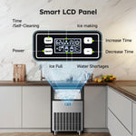 SIMZLIFE 200lbs/24H Commercial Ice Maker Machine with 65 lbs Storage and Smart LCD Panel in Silver Stainless Steel