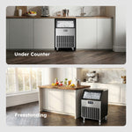SIMZLIFE 200lbs/24H Commercial Ice Maker Machine with 65 lbs Storage and Smart LCD Panel in Silver Stainless Steel