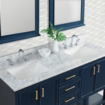 Alpine Reserve Carrara 61-in x 22-in White Natural Marble Undermount Double Sink Widespread Faucet Mount Bathroom Vanity Top