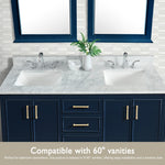Alpine Reserve Carrara 61-in x 22-in White Natural Marble Undermount Double Sink Widespread Faucet Mount Bathroom Vanity Top