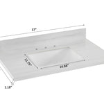 Alpine Reserve Dolomiti Bianco 37-in White Sintered Stone Undermount Single Sink Widespread Faucet Mount Bathroom Vanity Top