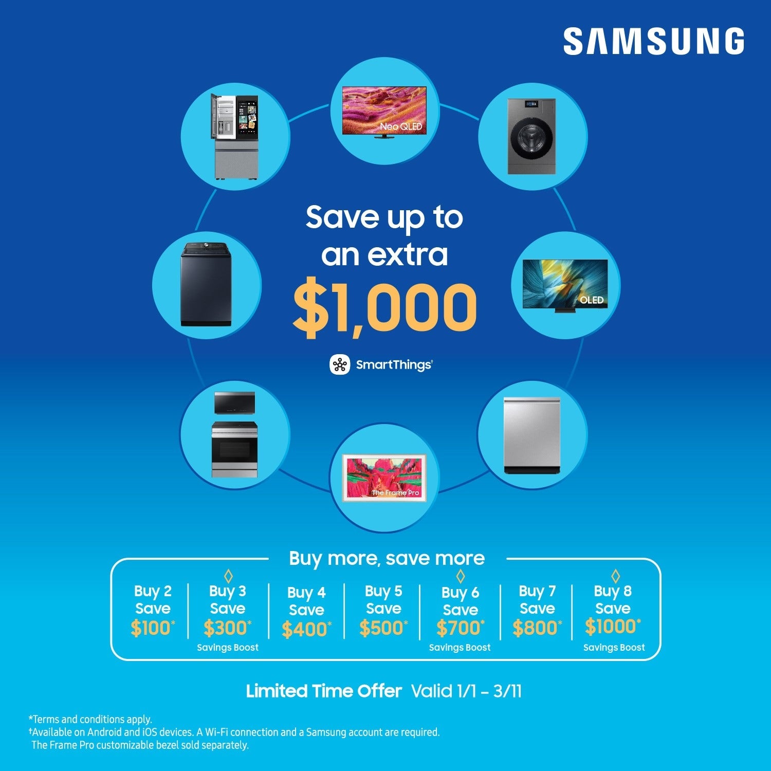 Samsung Standard-Depth Mega Capacity Family Hub 30-cu ft, 36-in Wide Smart Compatible French Door Refrigerator with Triple Ice Maker (Water & Ice Dispenser Included)