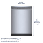 Bosch 100 Series 24-in Front Control Built-in Dishwasher ( Stainless Steel ) , PrecisionWash and PureDry , 48-Decibel